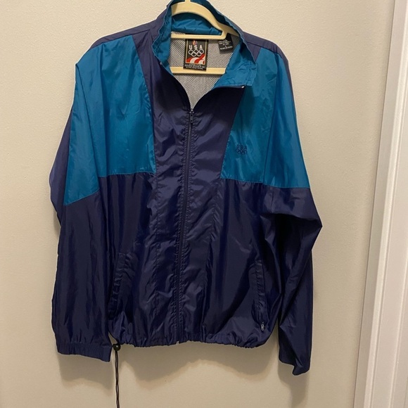 USA Olympic jacket in blue and teal green. embroidered on the left chest. Sz L - Picture 7 of 12
